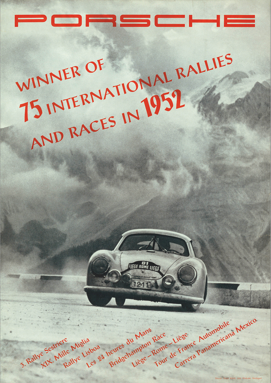 1952 Porsche rally wins poster A1